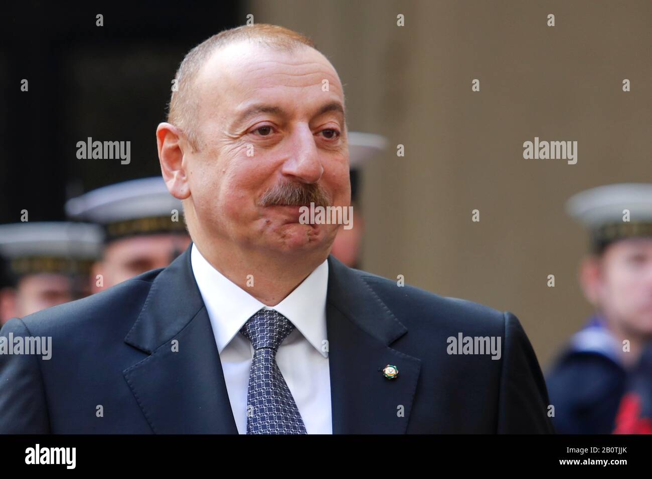 Italy, Rome, february 20, 2020 : Italian Premier Giuseppe Conte meets Azerbaijani President Ilham Aliyev at Chigi Palace. Pictured Ilham Aliyev   Phot Stock Photo