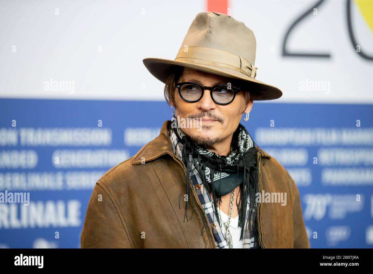 21 February 2020, Berlin: 70th Berlinale, press conference, special gala, 'Minamata': Johnny Depp, actor. The International Film Festival takes place from 20.02. to 01.03.2020. Photo: Christoph Soeder/dpa Stock Photo