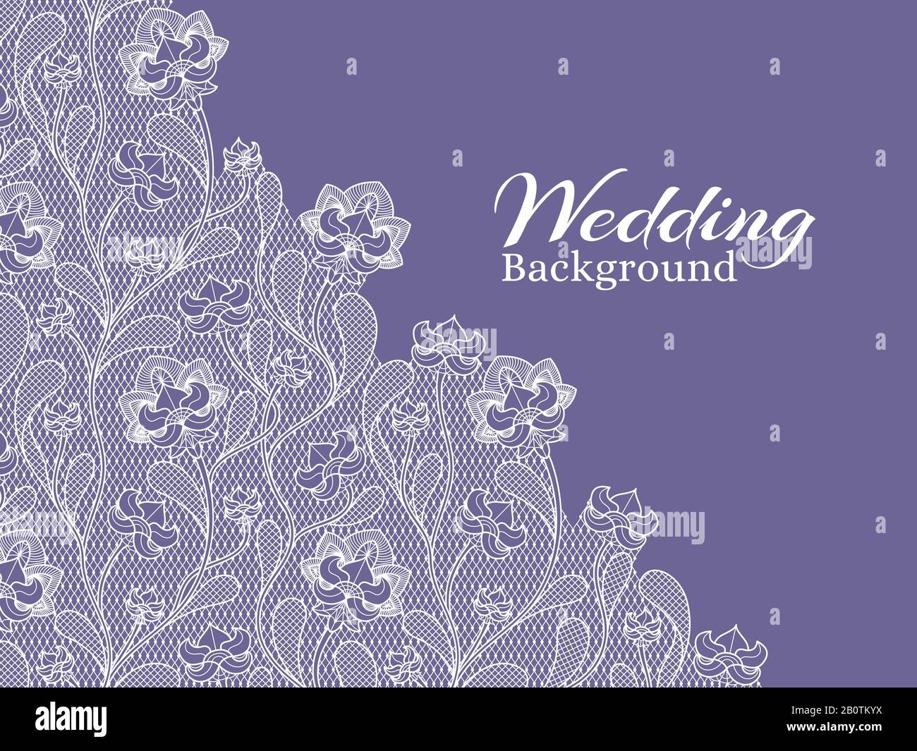 Wedding floral vector background with lace pattern. Wedding lace ornament textile illustration Stock Vector