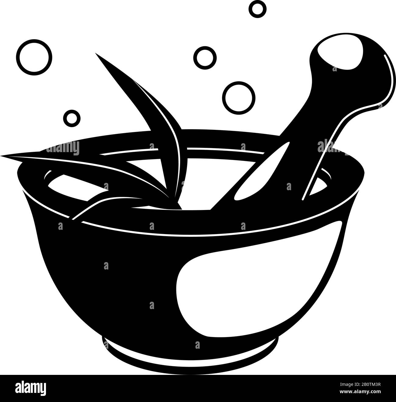 Glyph mortar and pestle icon. Spa, wellness, chemistry, pharmaceutical black silhouette for social media design. Nature Health care Vector isolated object white background. Cosmetic symbol. Stock Vector