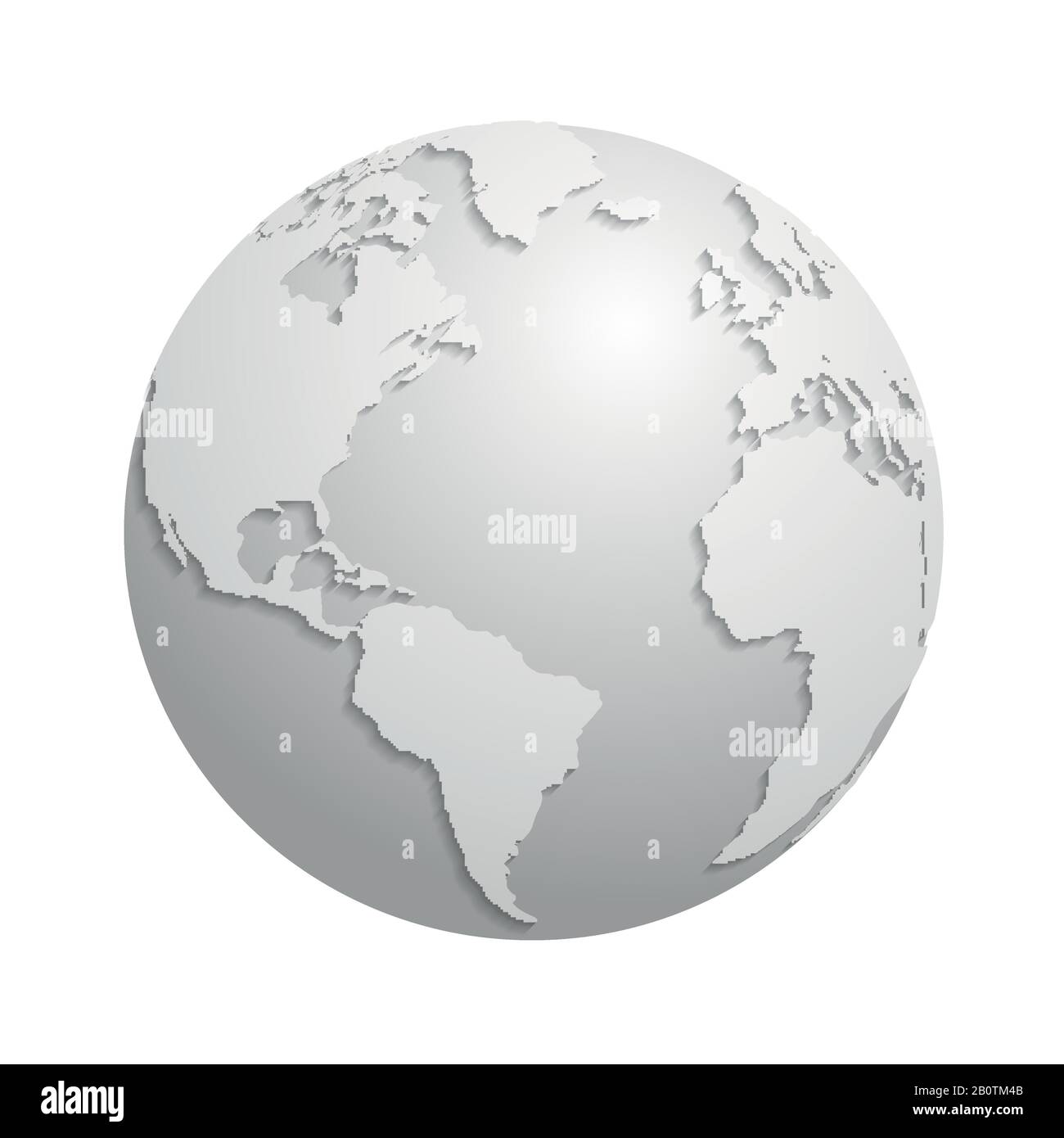 Origami white paper world globe. 3d vector illustration global earth map, origami planet sphere Stock Vector