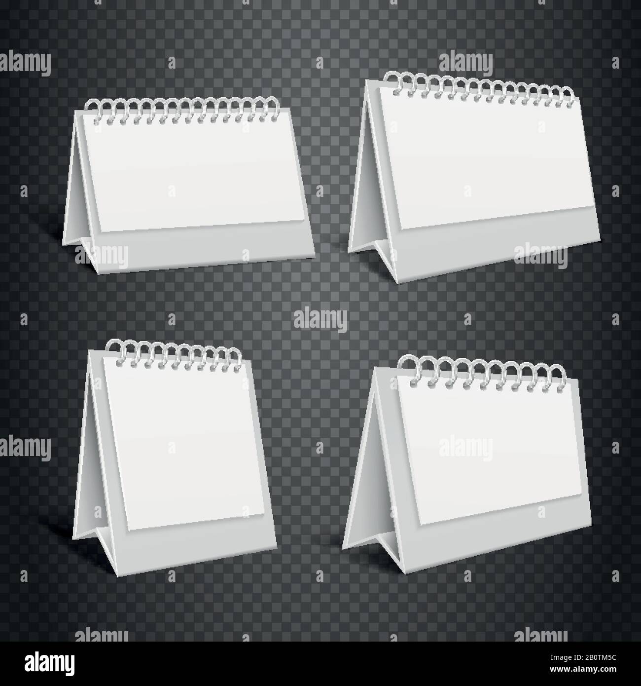 Blank desk paper calendar. Empty folded envelope with spring vector illustration. Mock up calendar year, month for business Stock Vector