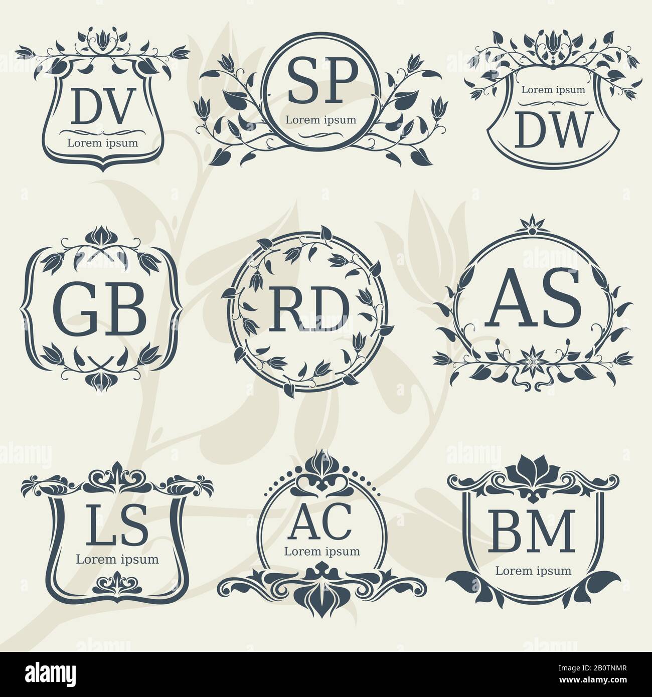 HW Initial Logo, Ampersand Initial Logo With Hand Draw Floral, Initial  Wedding Font Logo Isolated On Black And White Background. Royalty Free SVG,  Cliparts, Vectors, and Stock Illustration. Image 164817844.