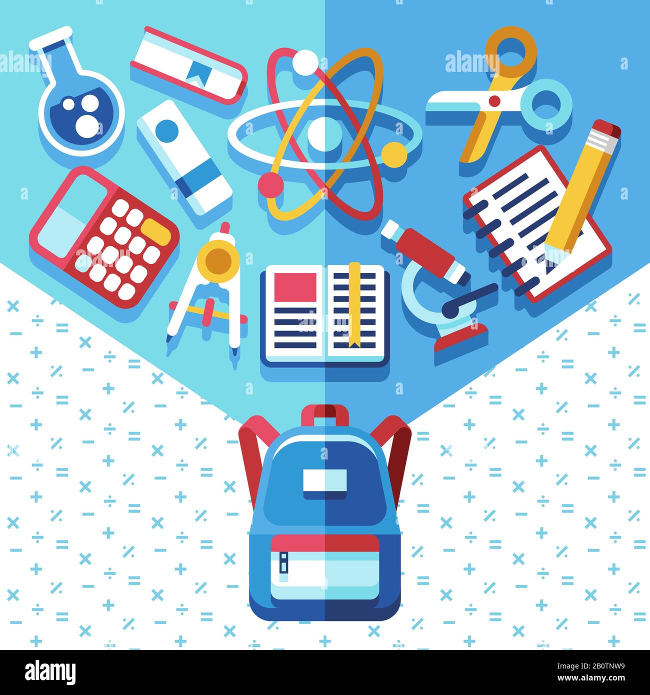 Education concept with backpack and supplies. Back to school vector ...