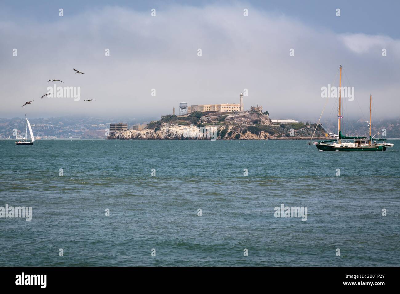 Alcatraz is one of the most iconic landmarks in America and worldly, notorious for its grim past and famous jailbreak escape, It's a wonderful sight. Stock Photo