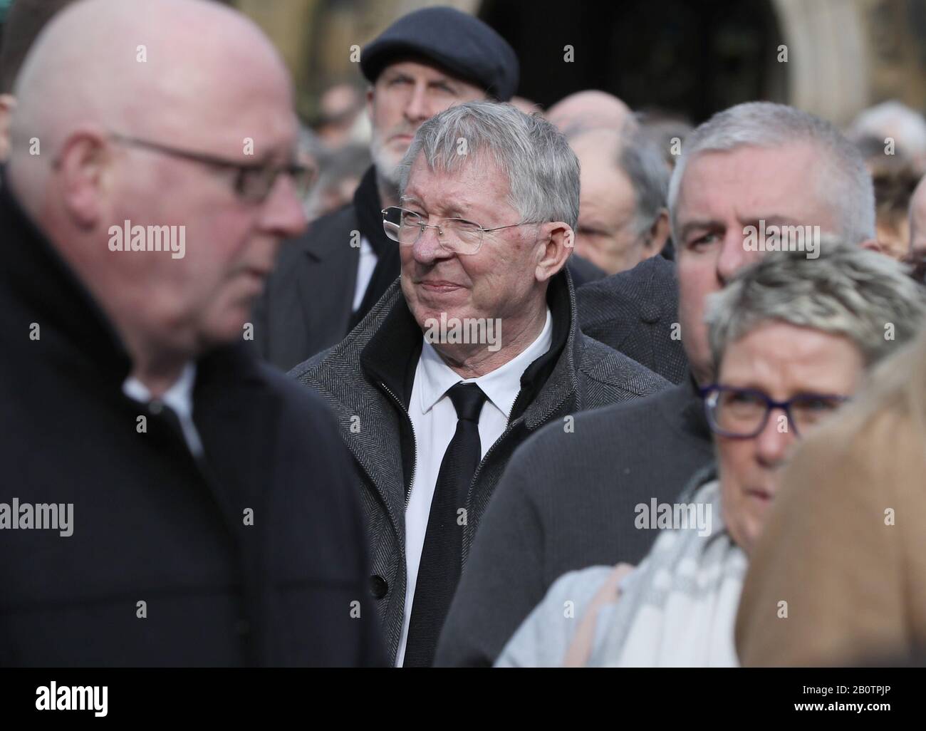 Sir Alex Ferguson outside St Patrick's Parish Church, Coleraine after the  funeral of former Manchester United and Northern Ireland goalkeeper Harry  Gregg Stock Photo - Alamy