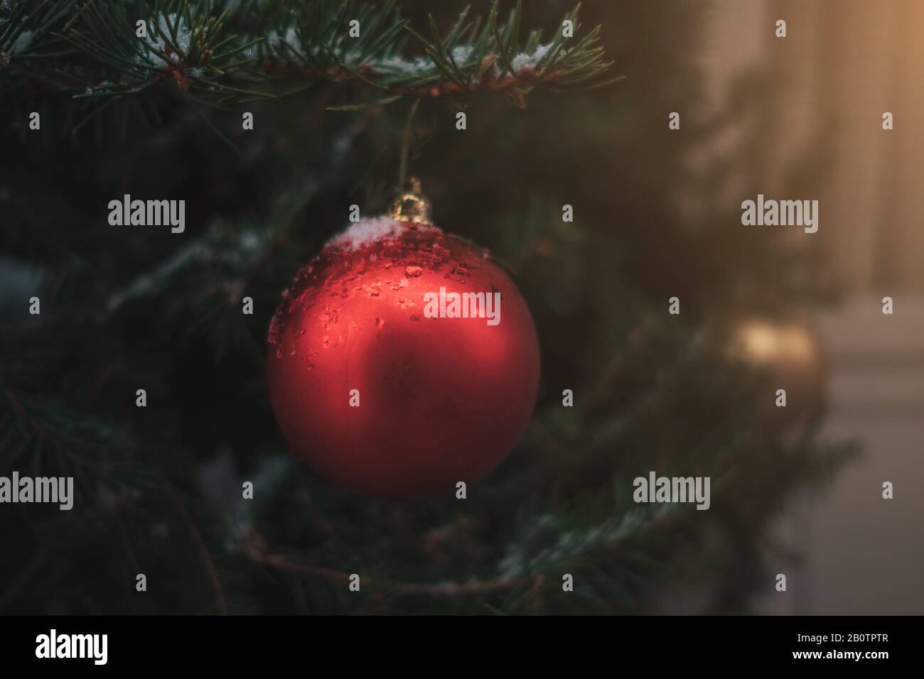 Christmas decorations on Christmas trees, streets of winter Moscow