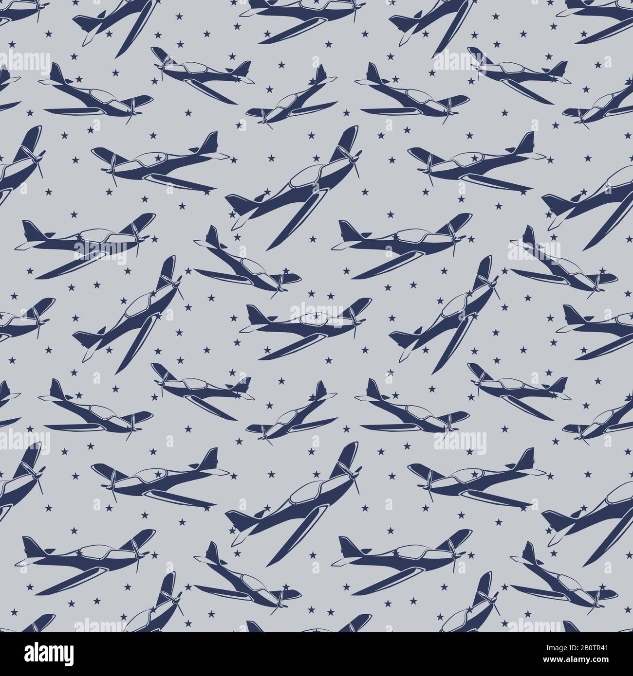 Stars and airplanes seamless pattern design - avia seamless texture. Vector illustration Stock Vector