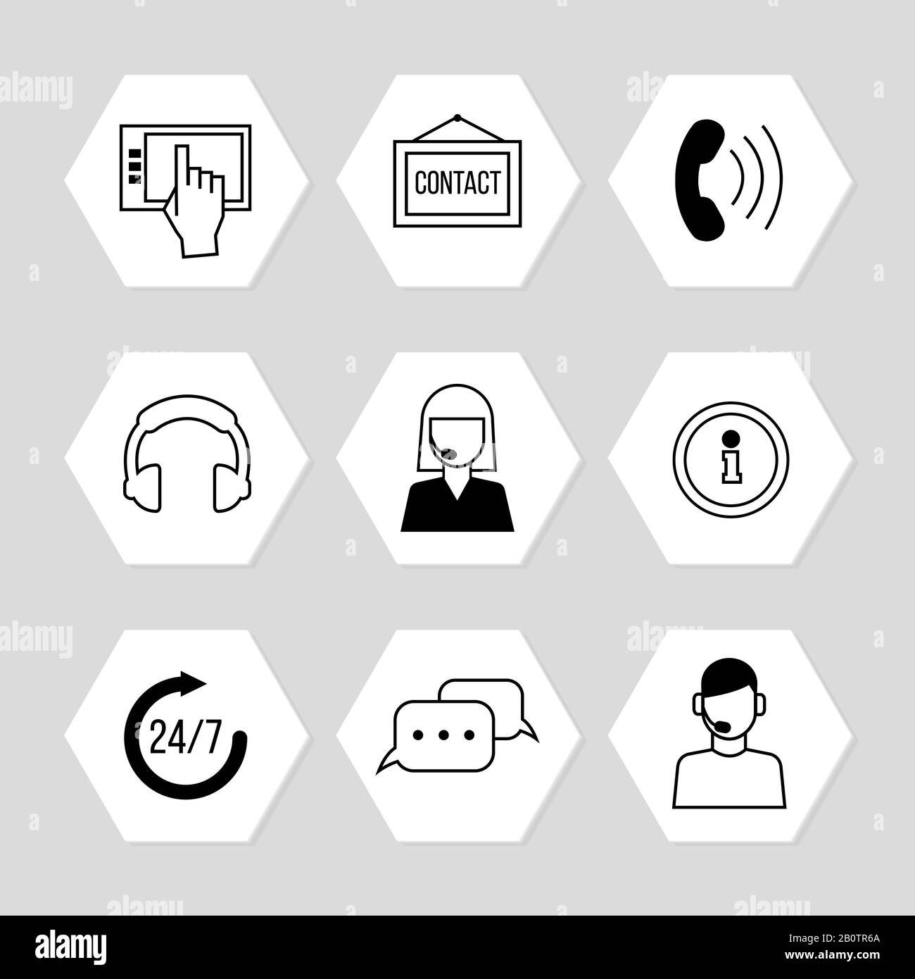 Contact centre or online support icons set. Contact help for customer, vector illustration Stock Vector