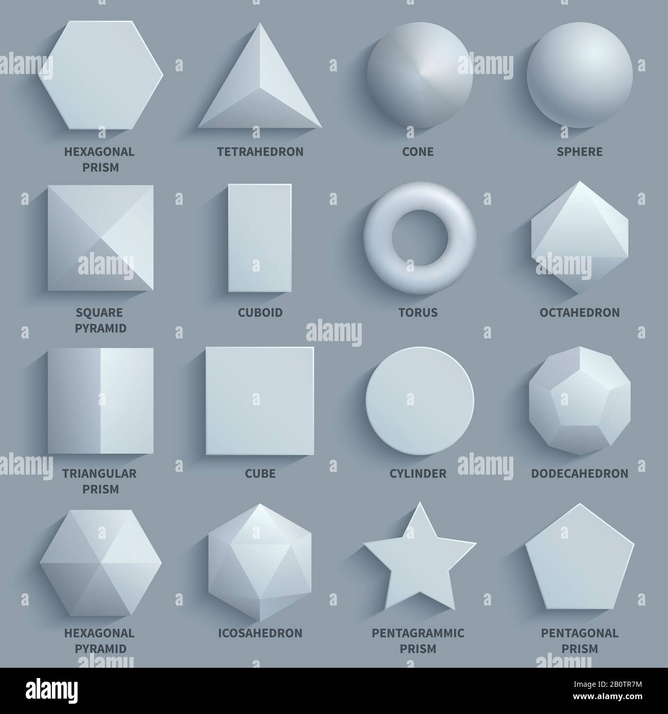 Top view realistic white math basic 3d shapes vector set. Three dimensional geometric  figures. Geometric shape figure form illustration Stock Vector Image & Art  - Alamy