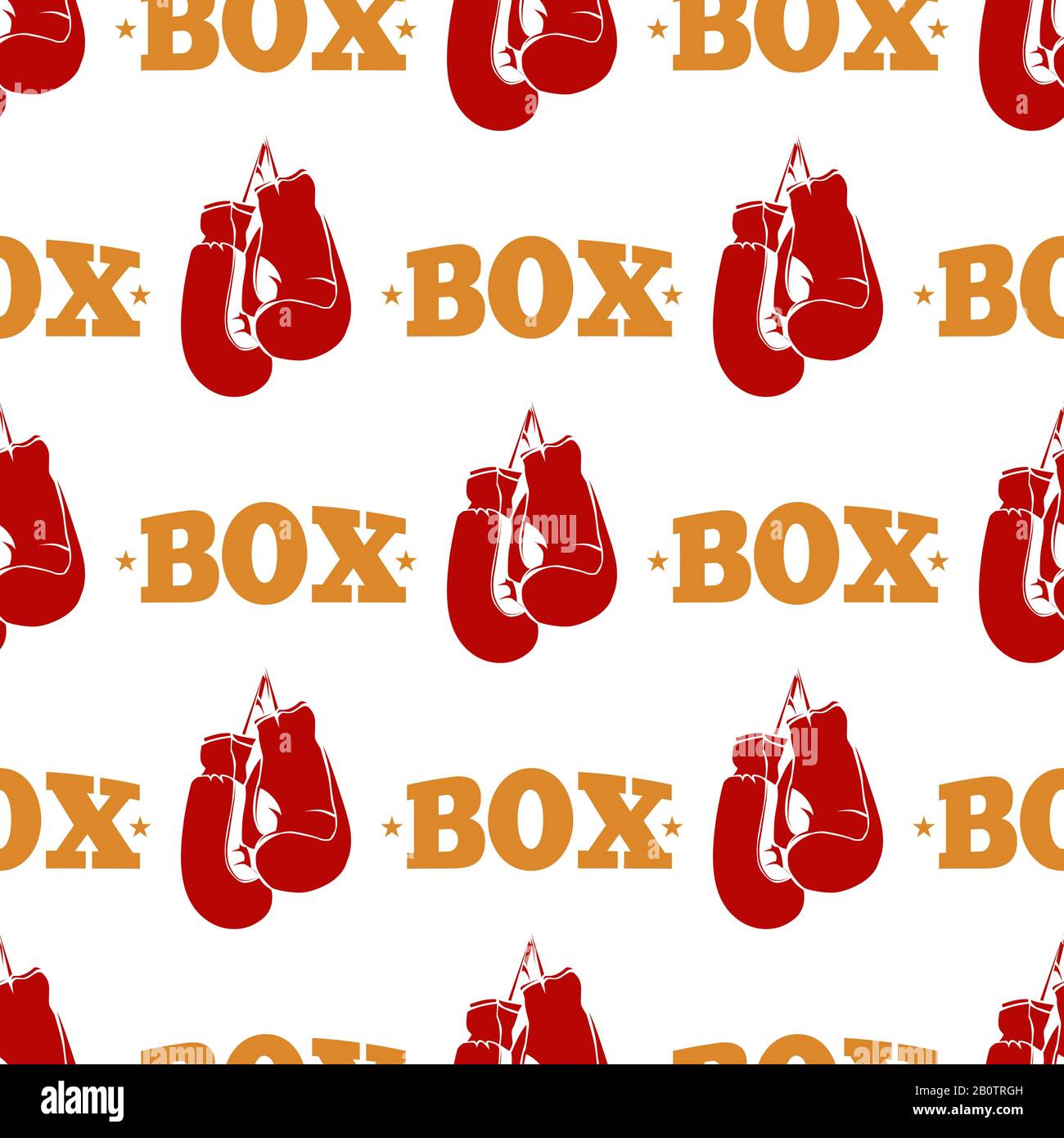 Sport pattern design - box seamless texture with red boxing gloves. Background sport box design. Vector illustration Stock Vector