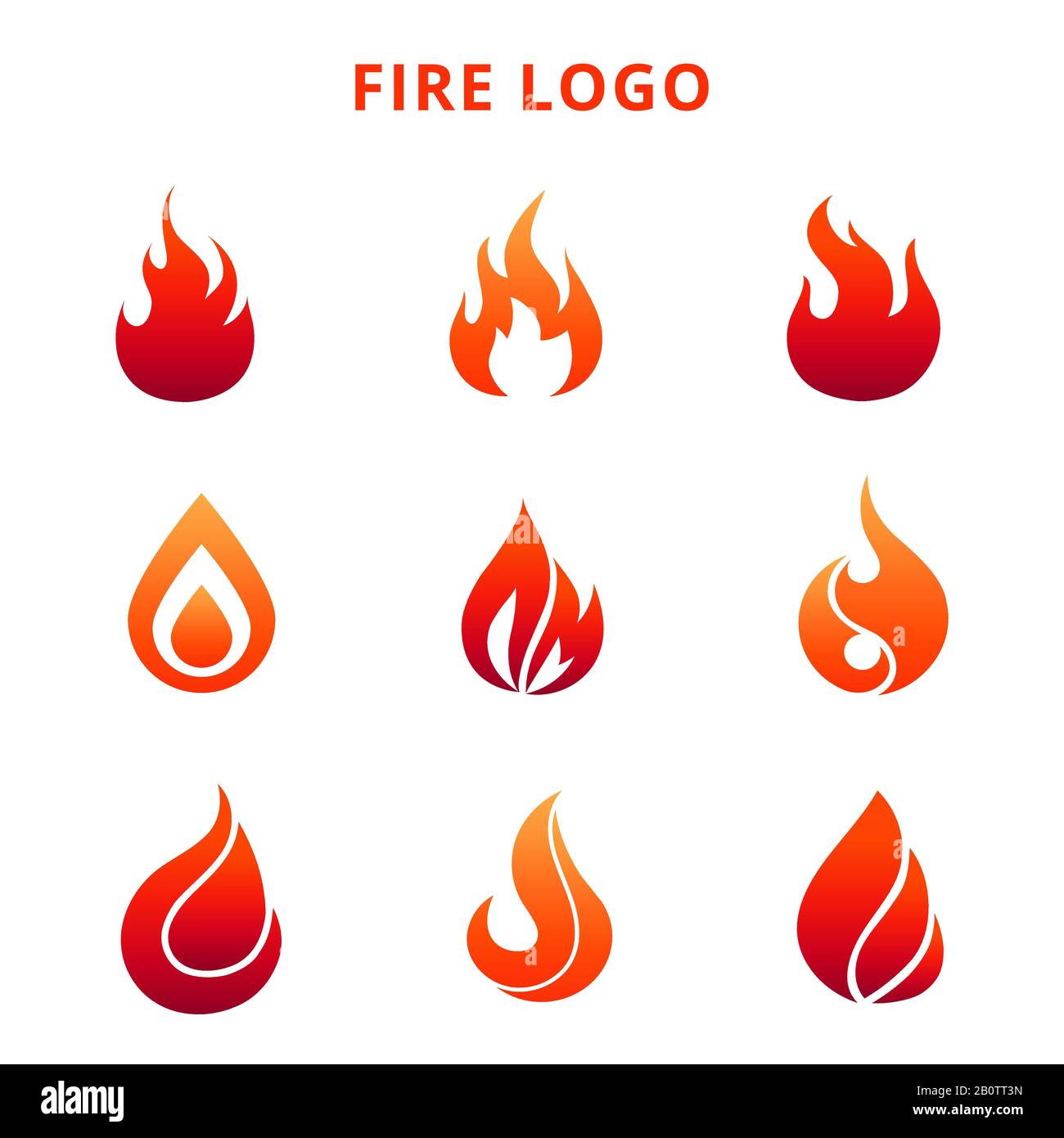 Colorful flame of fire for logo badge or label isolated on white background. Vector illustration Stock Vector