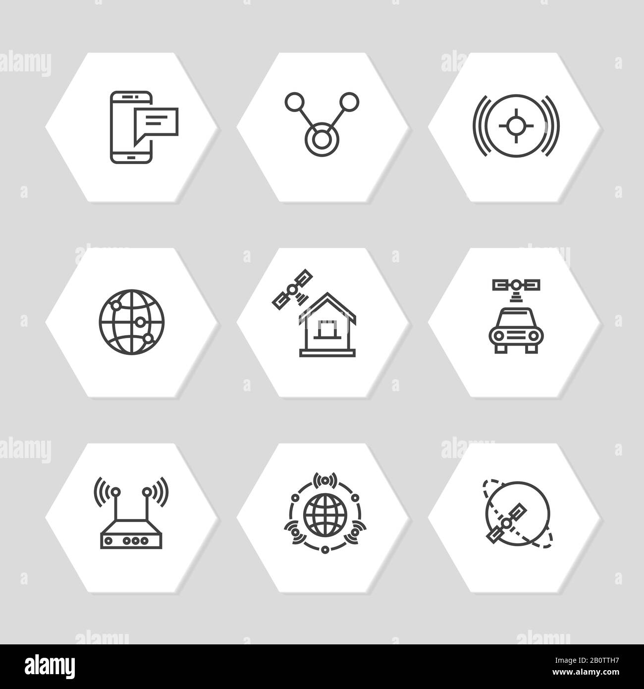 Media and communication ways icons line art style. Communication concept icons set illustration vector Stock Vector