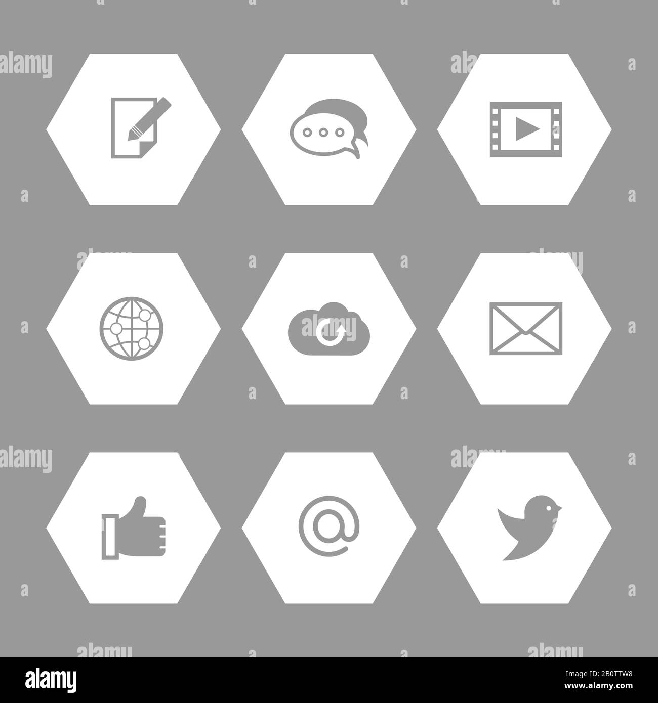 Social media and network icons set. Communication set of icons, vector illustration Stock Vector