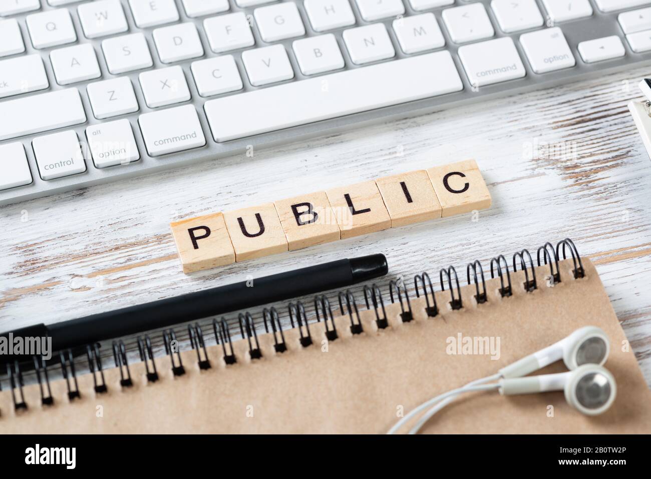 Public relations concept with letters on cubes Stock Photo