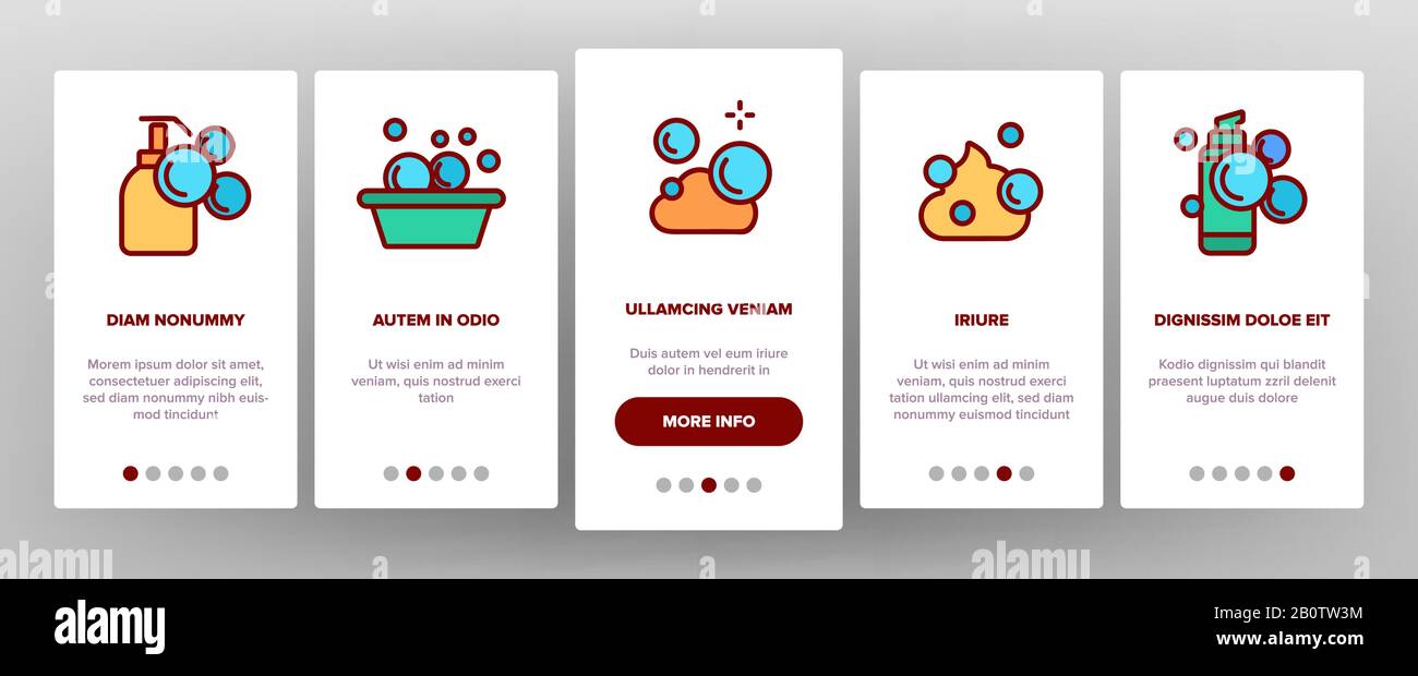 Soap Bubbles And Foam Onboarding Icons Set Vector Stock Vector Image ...