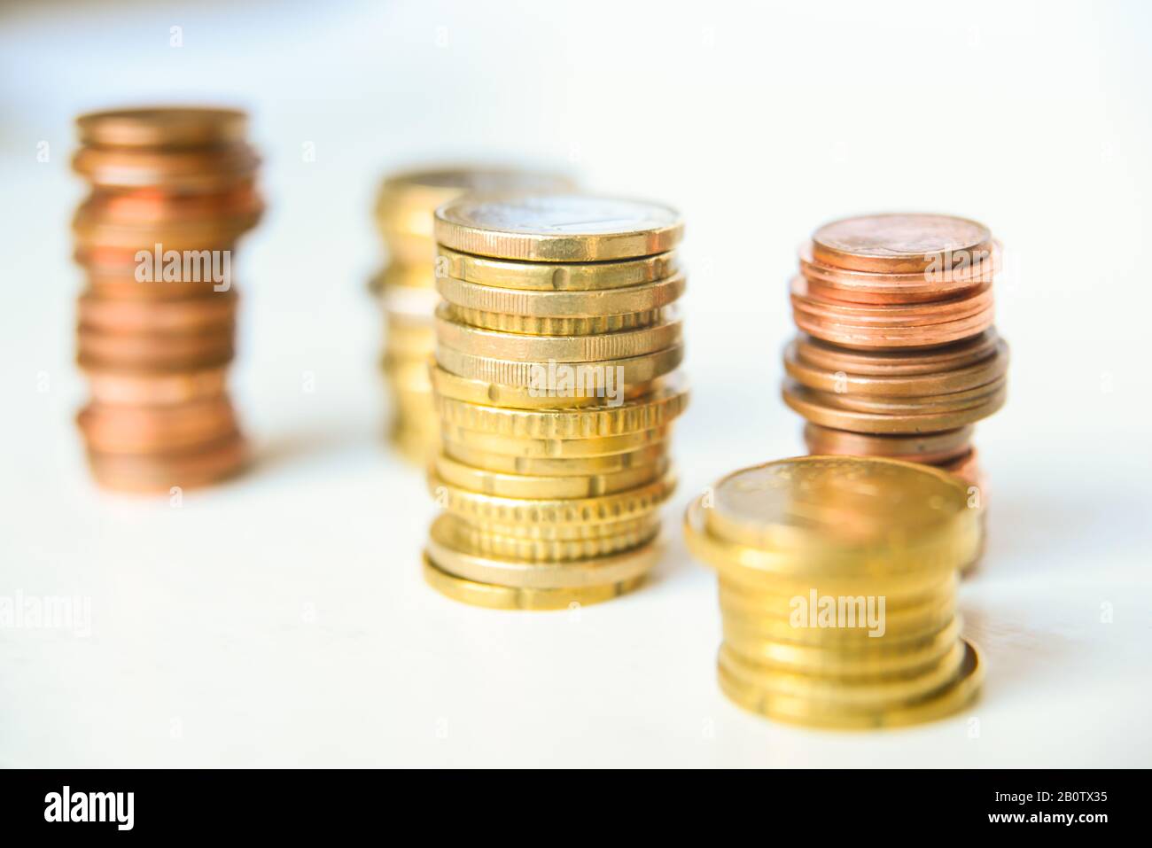 Euro coins on white background Stock Photo - Alamy