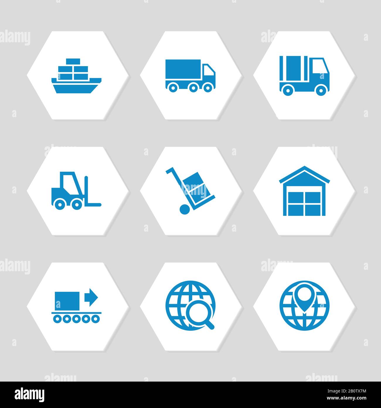 Logistic delivery and transportation icons set. Transportation icon flat design, vector illustration Stock Vector