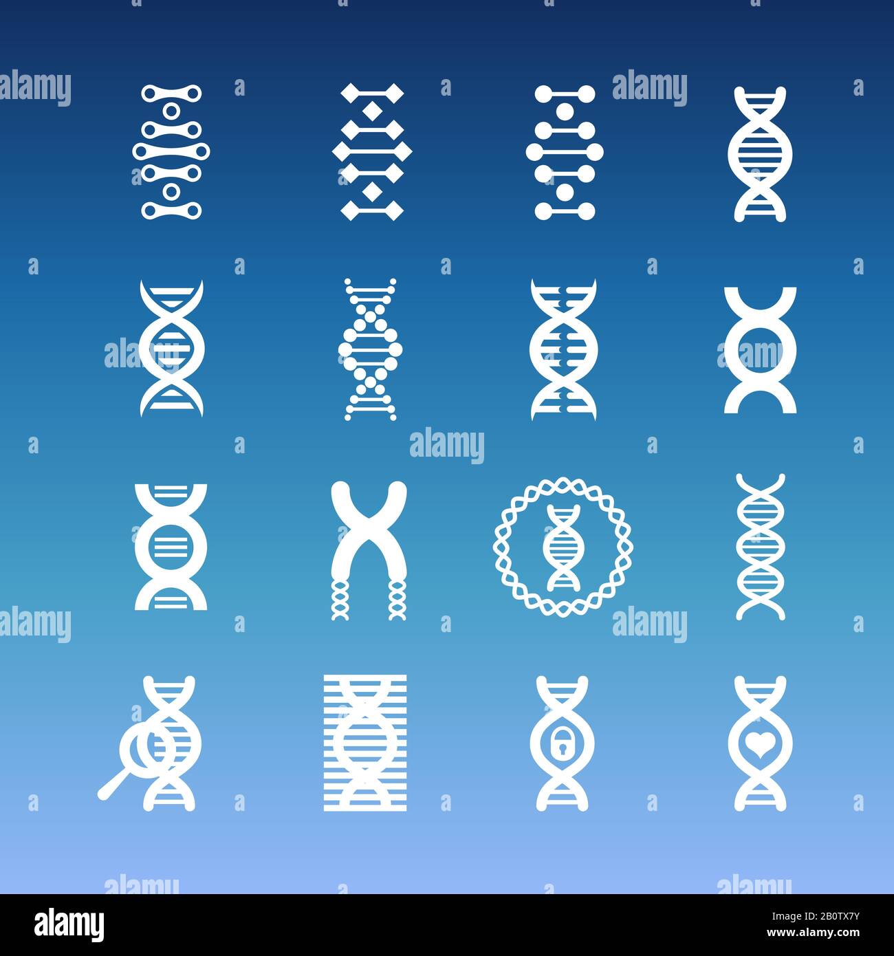 DNA spiral vector icons - medicinal and biology icons set. Medical helix illustration Stock Vector