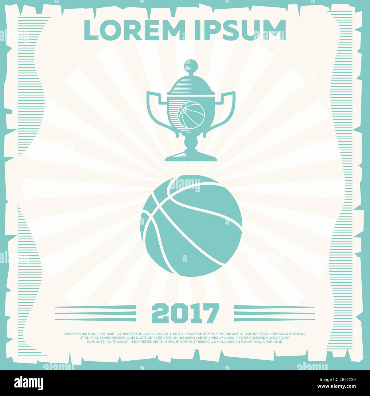 Basketball tournament vintage poster design. Sport game team. Vector illustration Stock Vector