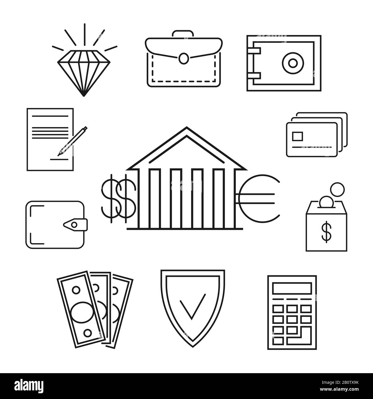 Save money or finance line art concept. Investment and wealth, vector illustration Stock Vector