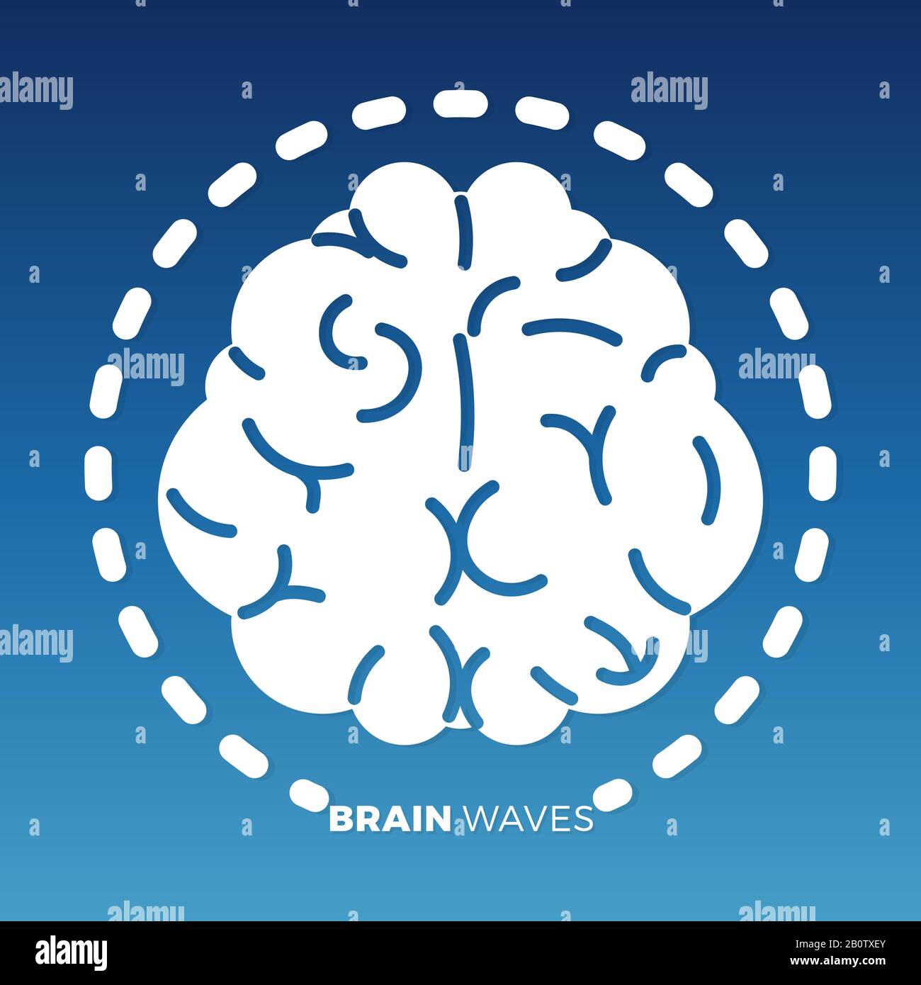 White brain icon design on colorful backdrop. Idea brain symbol, vector illustration Stock Vector