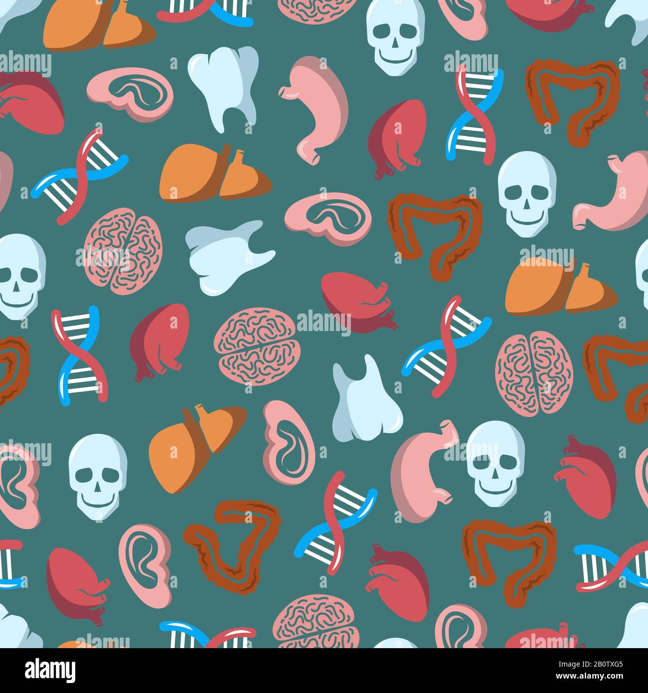 Internal human organs seamless pattern. Anatomy biology medicine, vector illustration Stock Vector