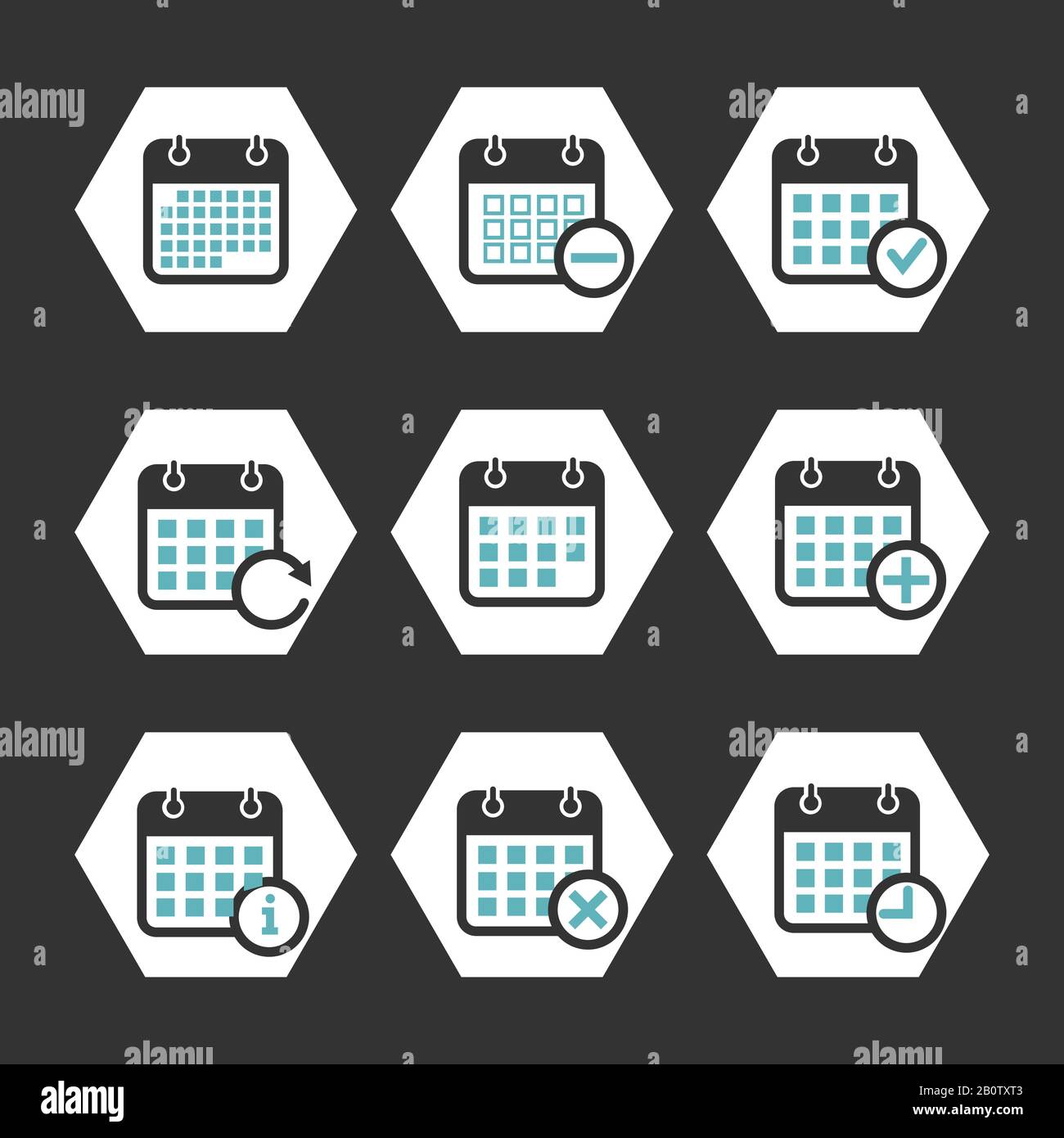 Calendar vector icons with event, progress and other symbols. Collection of calendar icons illustration Stock Vector