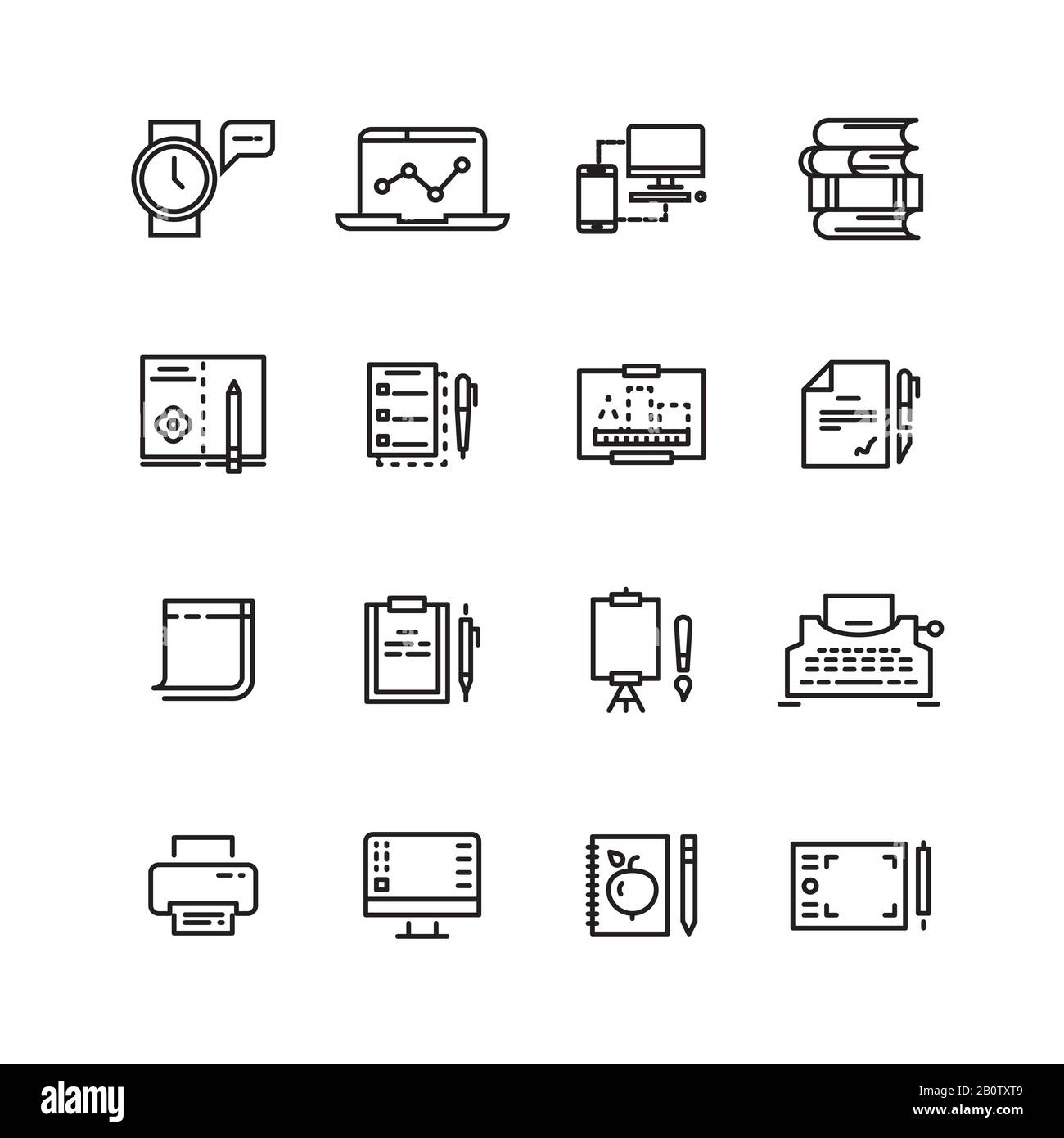 Creative, science, writing tools line icons set. Education and study, vector illustration Stock Vector