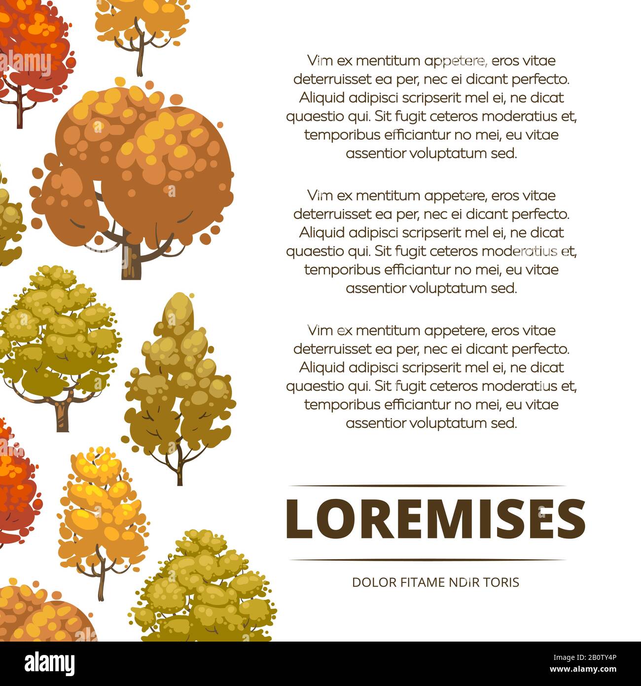 Autumn background poster design with colorful trees. Banner with tree. Vector illustration Stock Vector