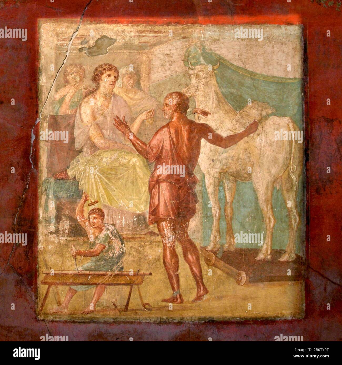 Pompei (fresco Daedalus and Pasiphae), UNESCO World Heritage Site -Campania, Italy, Europe Stock Photo