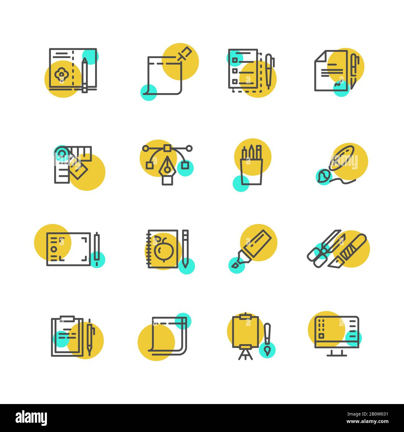 Creative graphic design and writing tools line icons set. Vector illustration Stock Vector