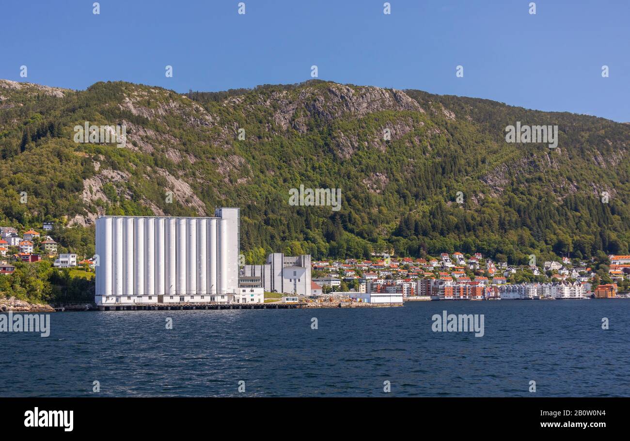 BERGEN, NORWAY - Sandviken neighborhood waterfront, north of Vagen Harbor. Stock Photo