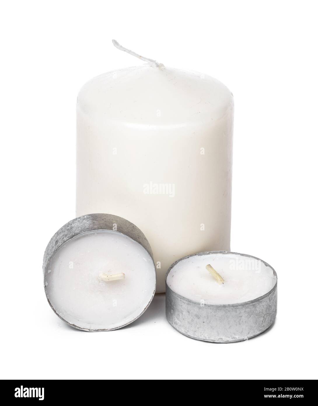 White Wax Candles Lights Isolated on White Background Stock Photo Alamy