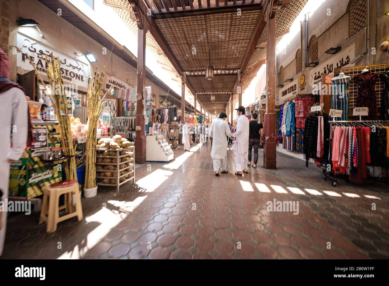 Dubai, United Arab Emirates - March 6, 2017: Shops and vendors in the ...