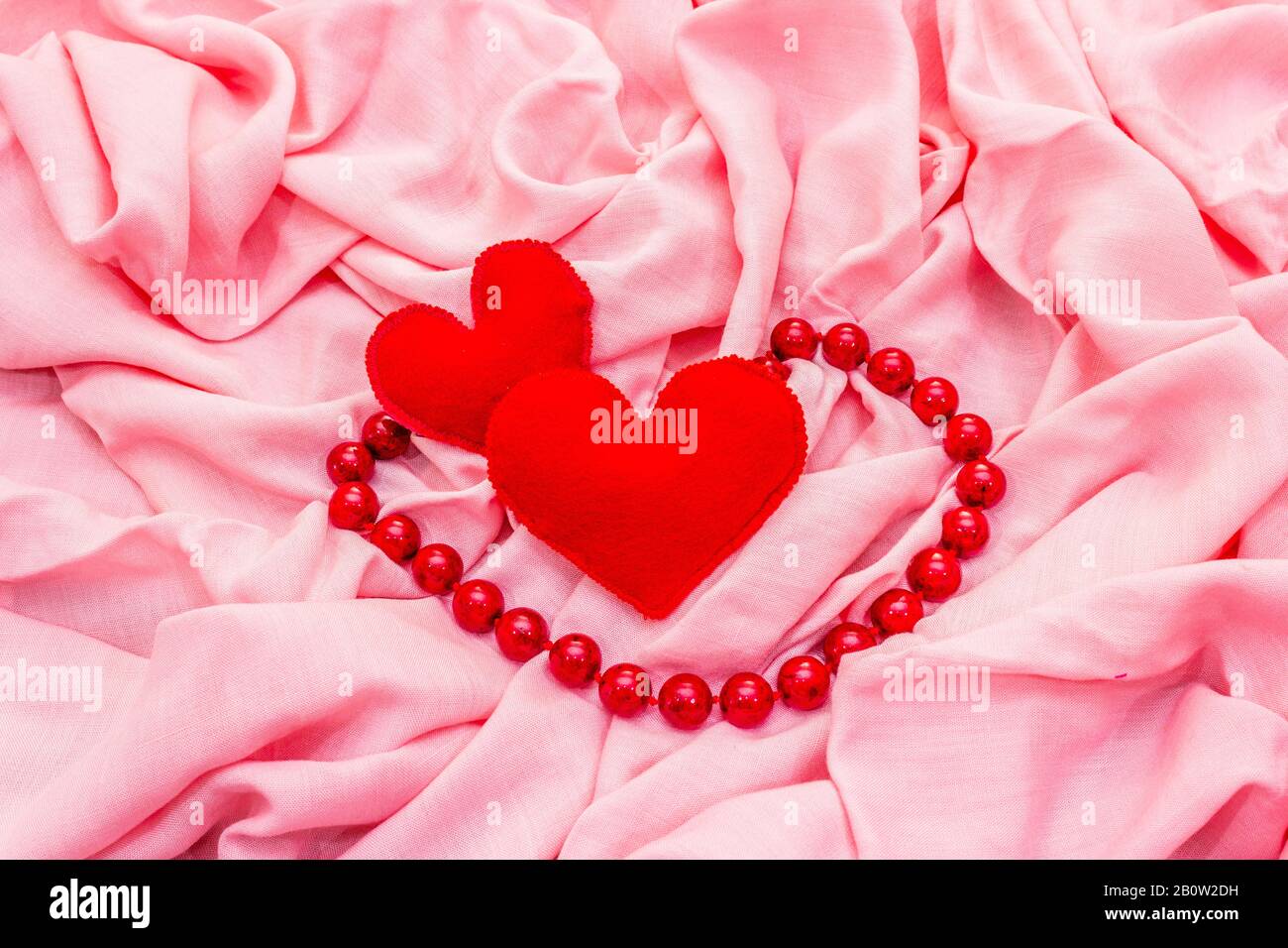 Valentines Day or Wedding card concept. Romantic design, red felt ...