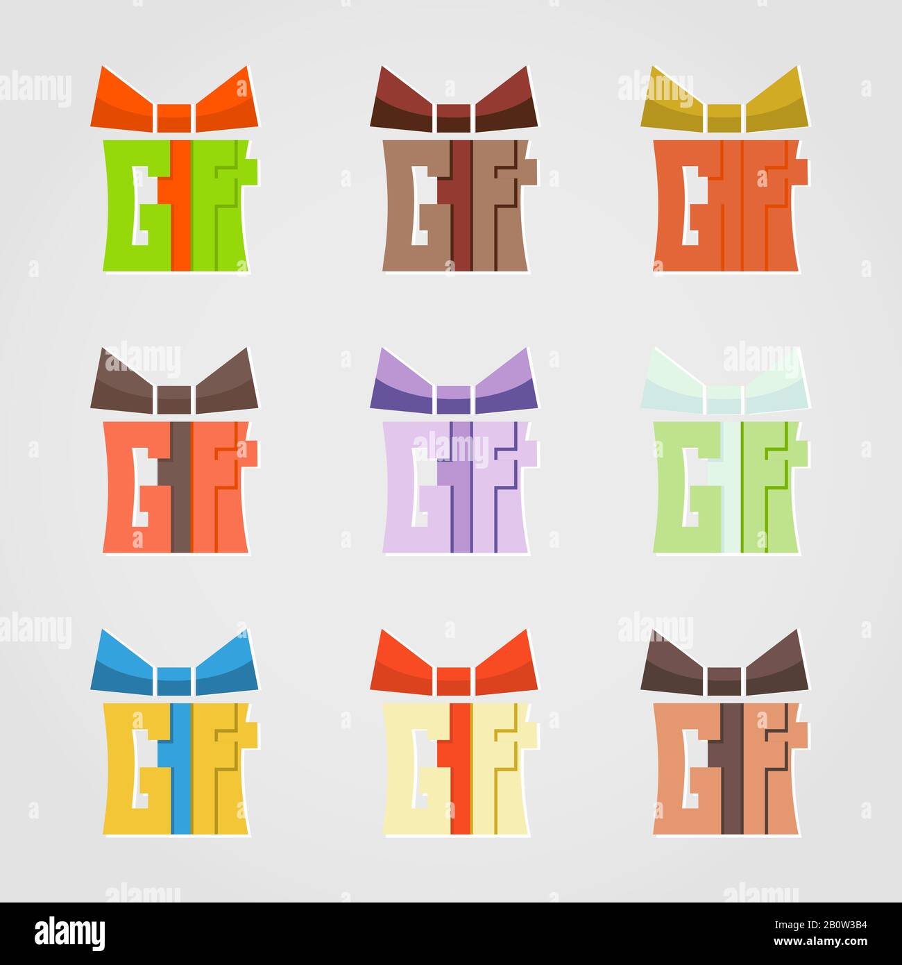 Gift icon collection isolated Stock Vector