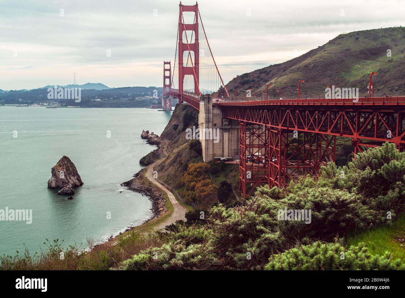 Simply one of the most awesome structures of all time. Pleasing and magnificent in every aspect, the Golden Gate Bridge Stock Photo