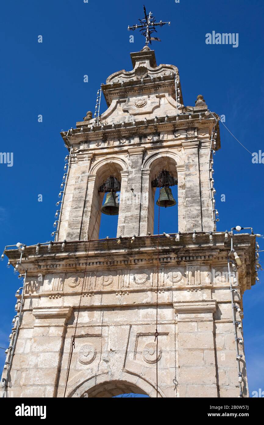 Bell tower of church in Ipapantis, Zakynthos island, Greece Stock Photo