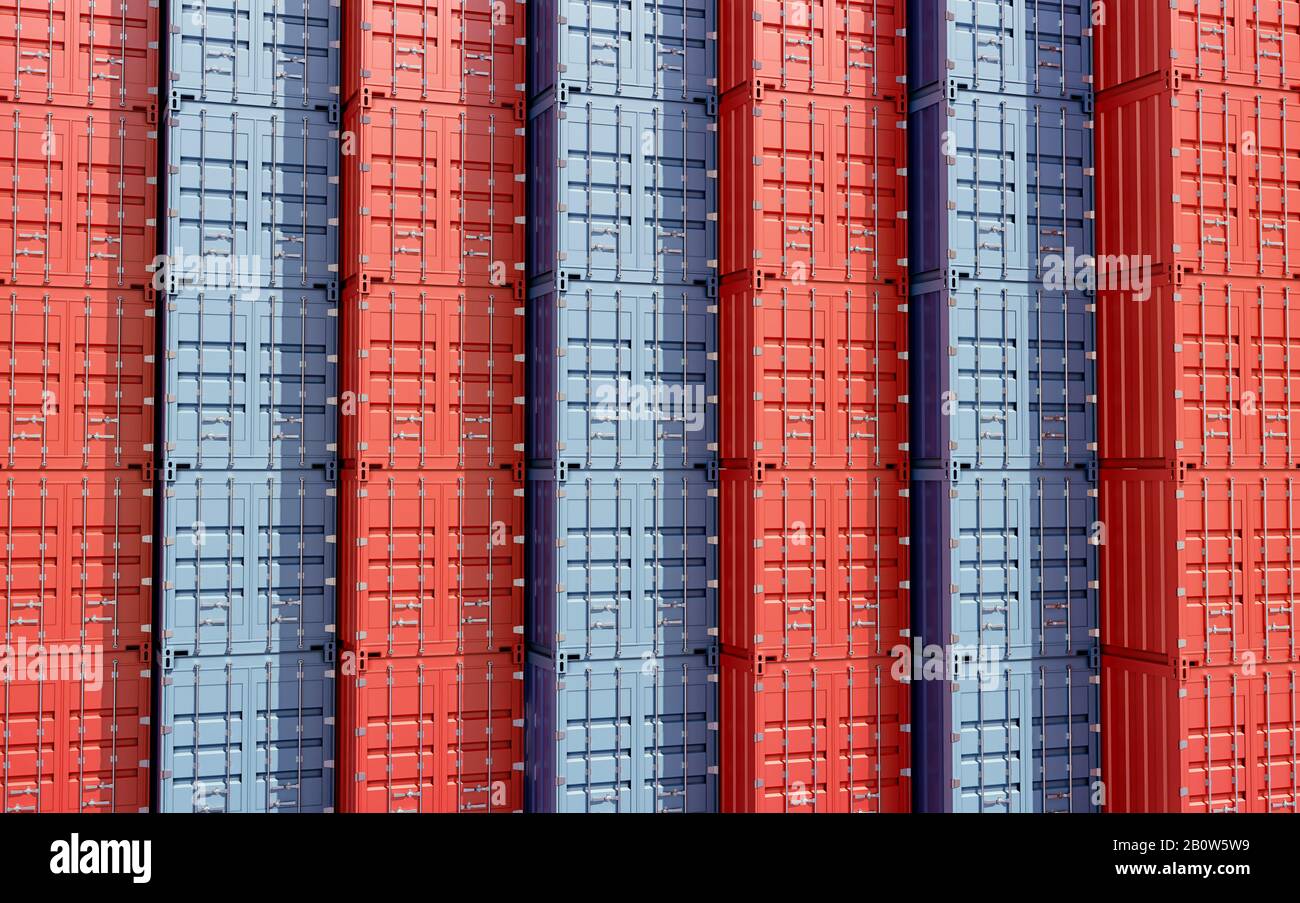 Stacked shipping Containers background - 3D Rendering Stock Photo - Alamy