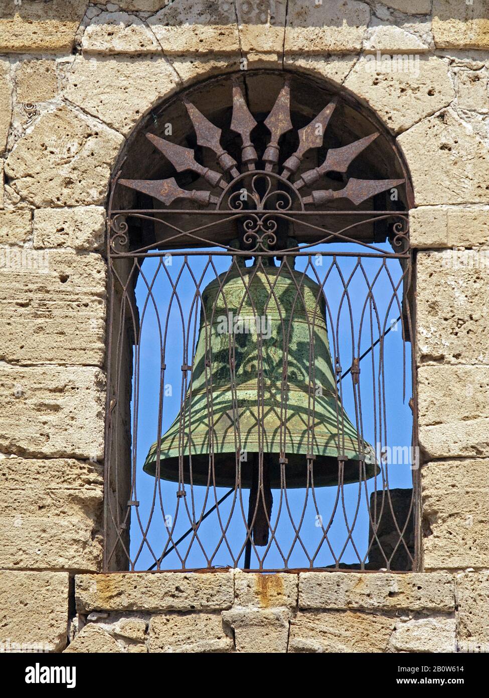 Bell tower of church St. Nikolaos der Mole, Solomos-place, Zakynthos-town, Zakynthos island, Greece Stock Photo