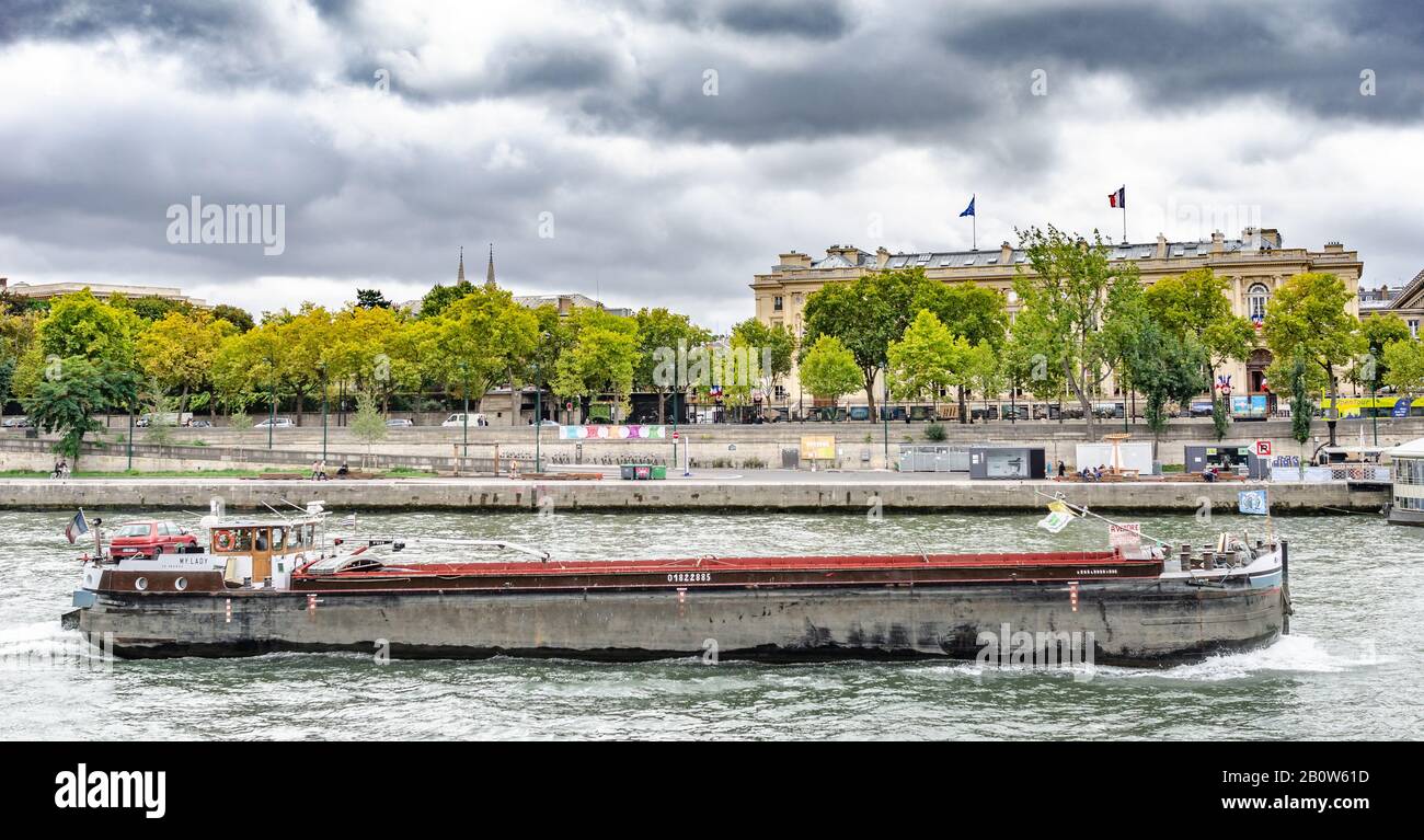 View of the Seine river in Paris, the capital of France. Stock Photo