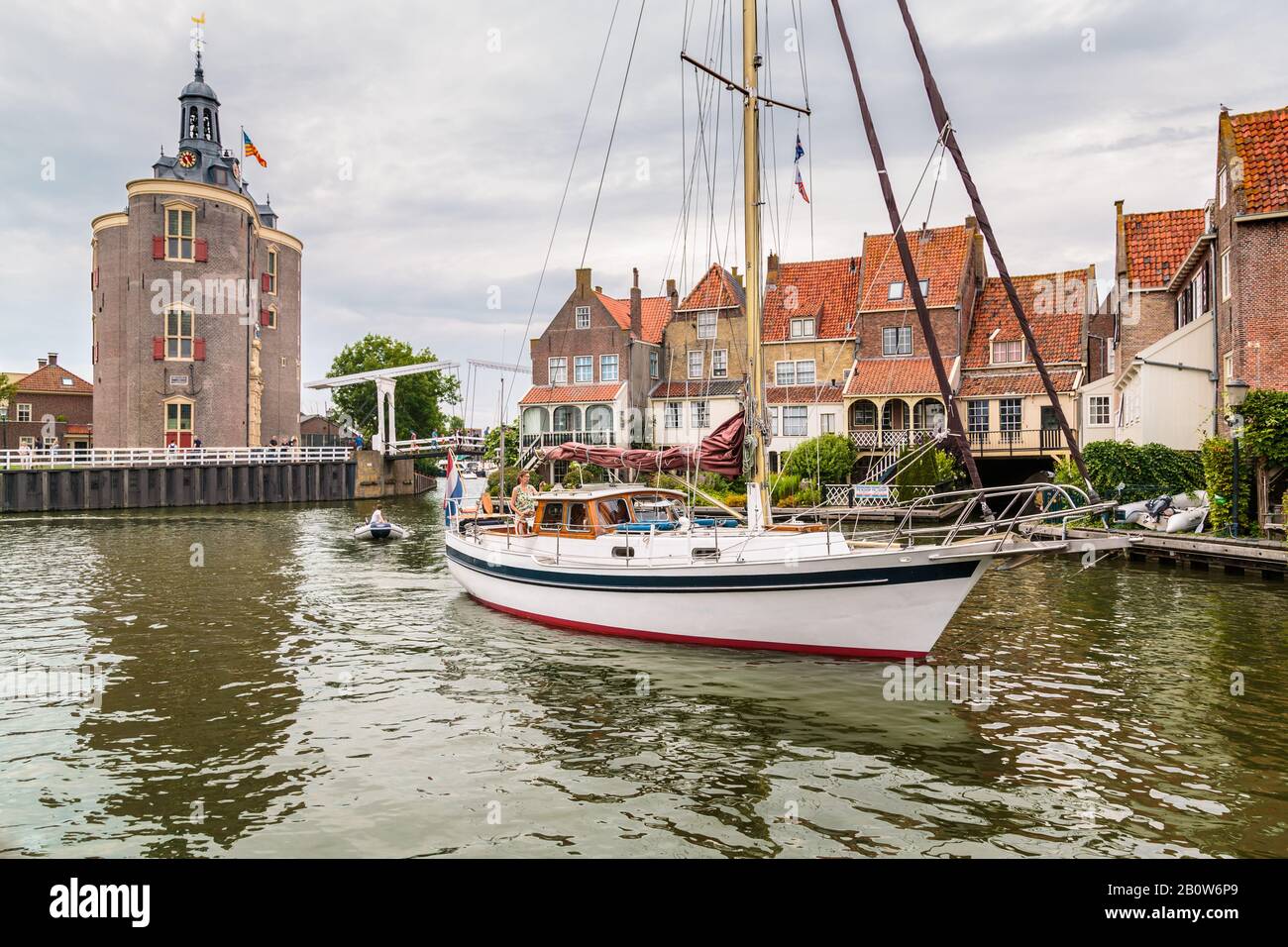 Enkhuizen is a traditional Dutch coastal town in the province of North Holland. Sailing directly to the IJsselmeer is a favourite pastime. Stock Photo