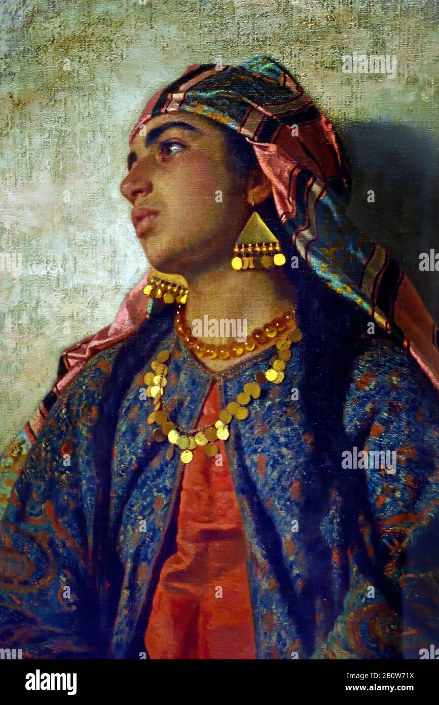 Moorish Girl /Muchacha mora by Francesc Masriera i Manovens (1842-1902) Catalonian figure painter influenced by Orientalism.Spain, Stock Photo