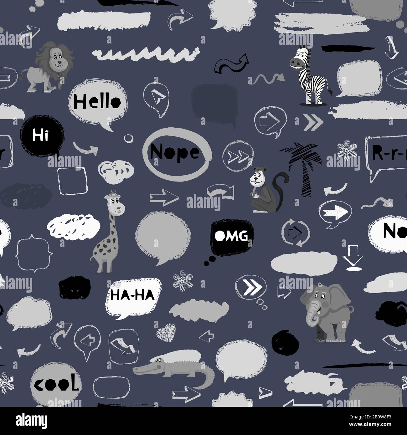 Vector seamless pattern with african animals Stock Vector