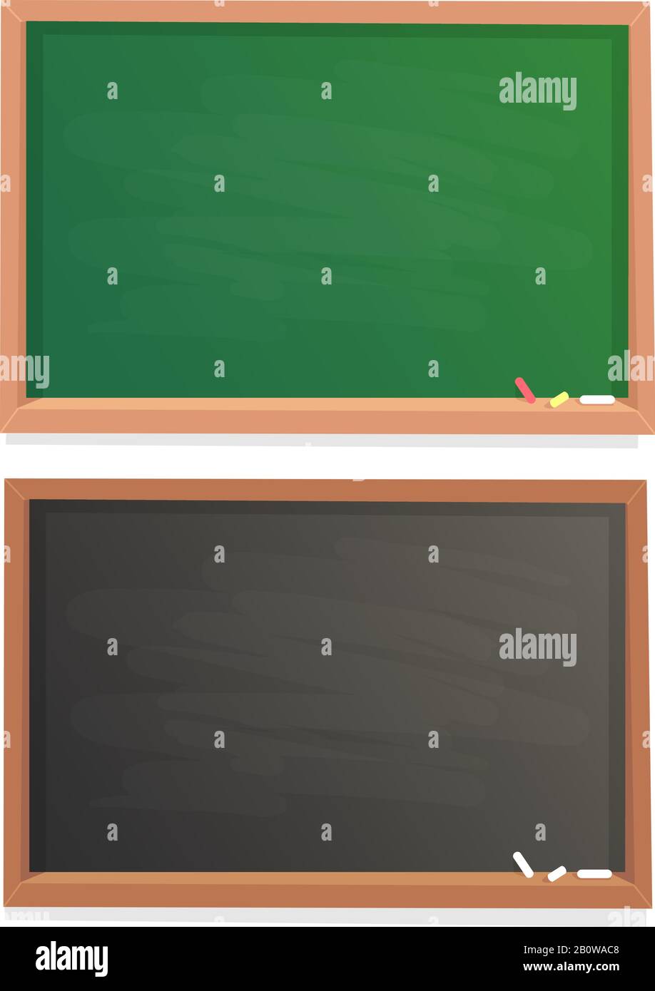 Empty school chalkboard. Black and green chalk blackboard in wooden frame isolated vector background Stock Vector