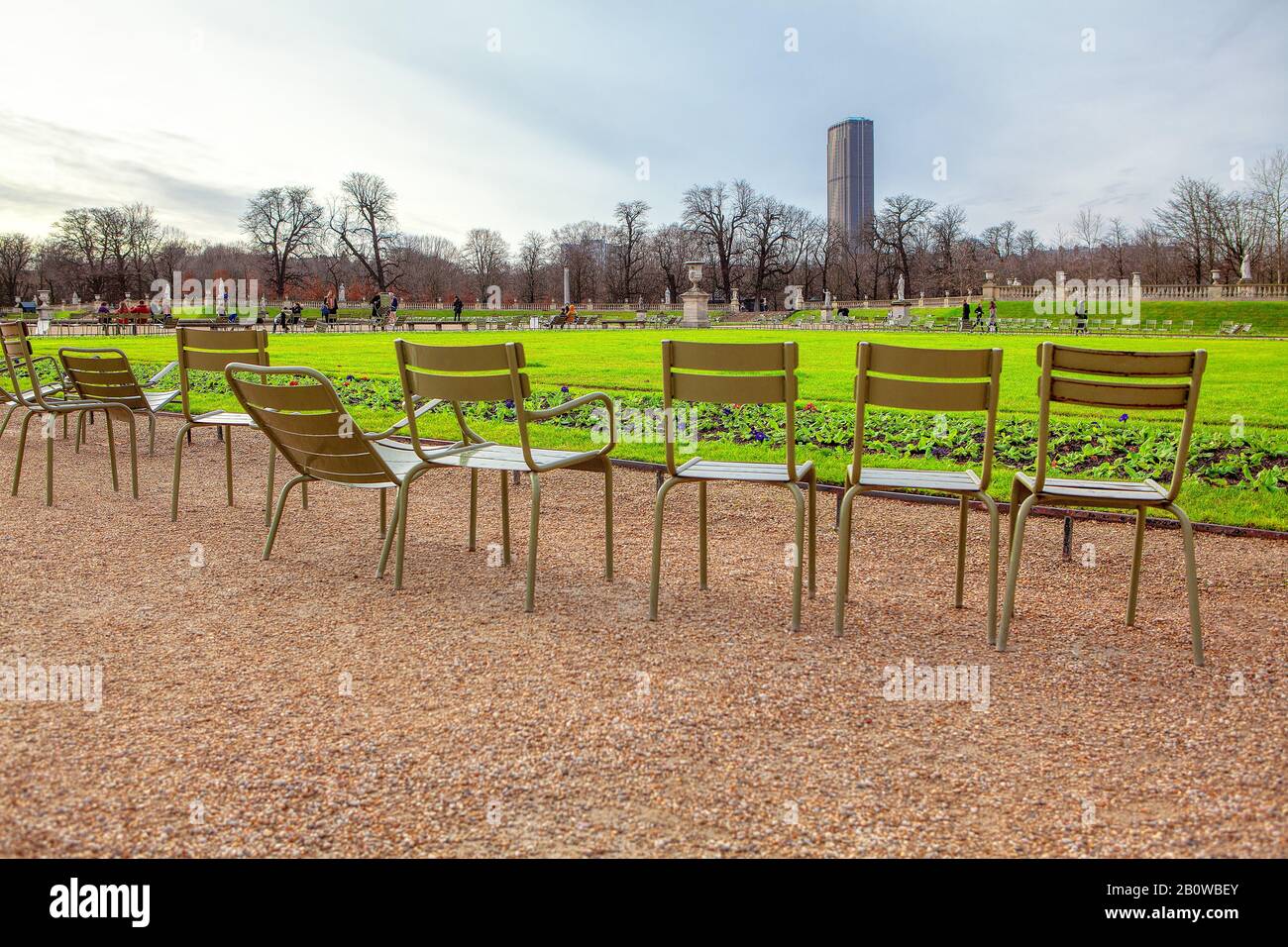chairs in the Luxembourg Gardens in Paris Stock Photo