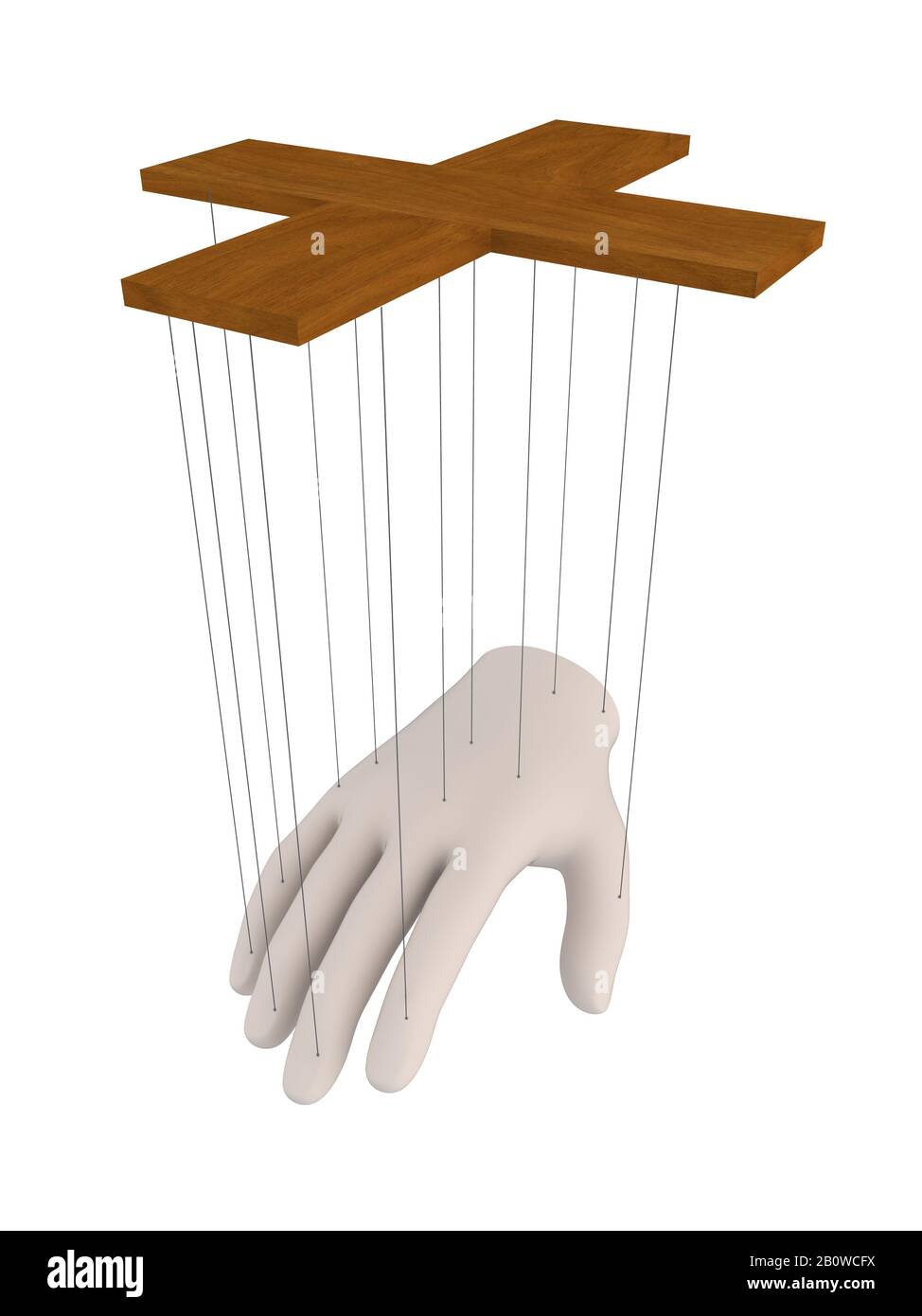 human hand controlled with threads, 3d illustration Stock Photo