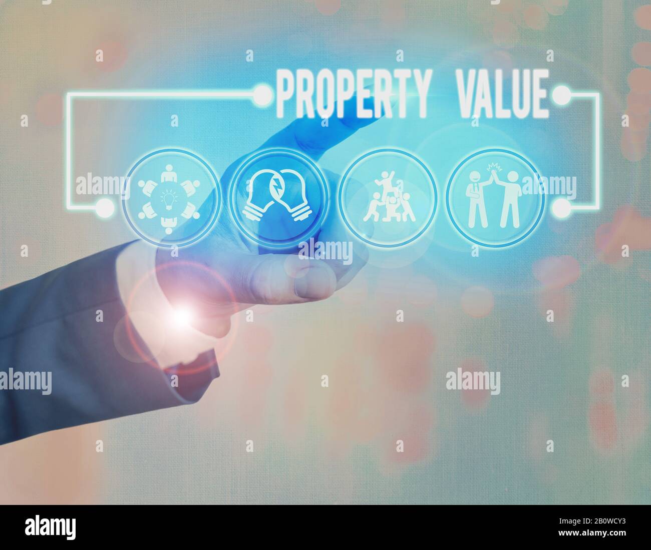Text sign showing Property Value. Business photo showcasing refers to the fair market value of a given piece of property Stock Photo