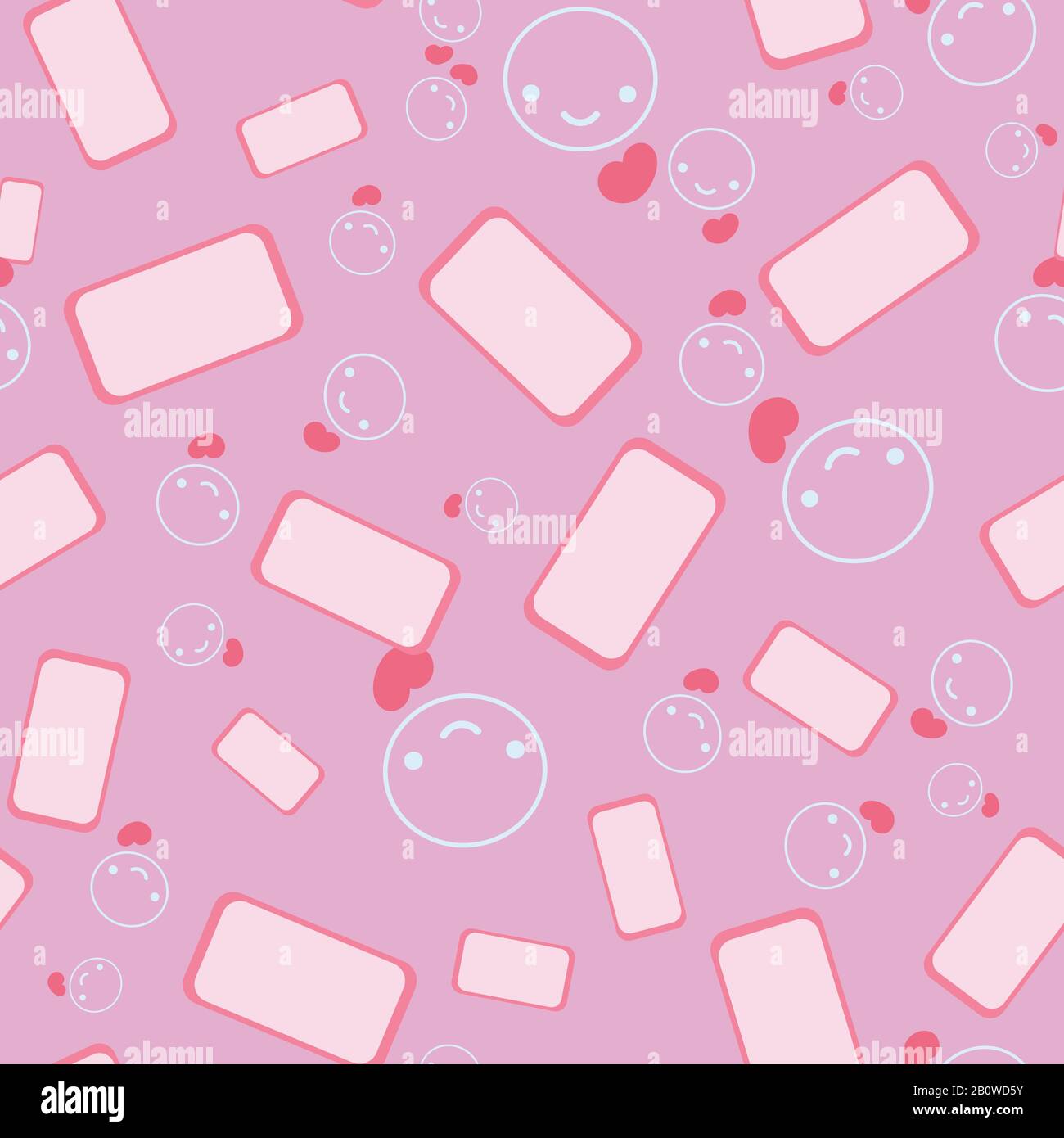 pink seamless vector pattern with scattered phones Stock Vector